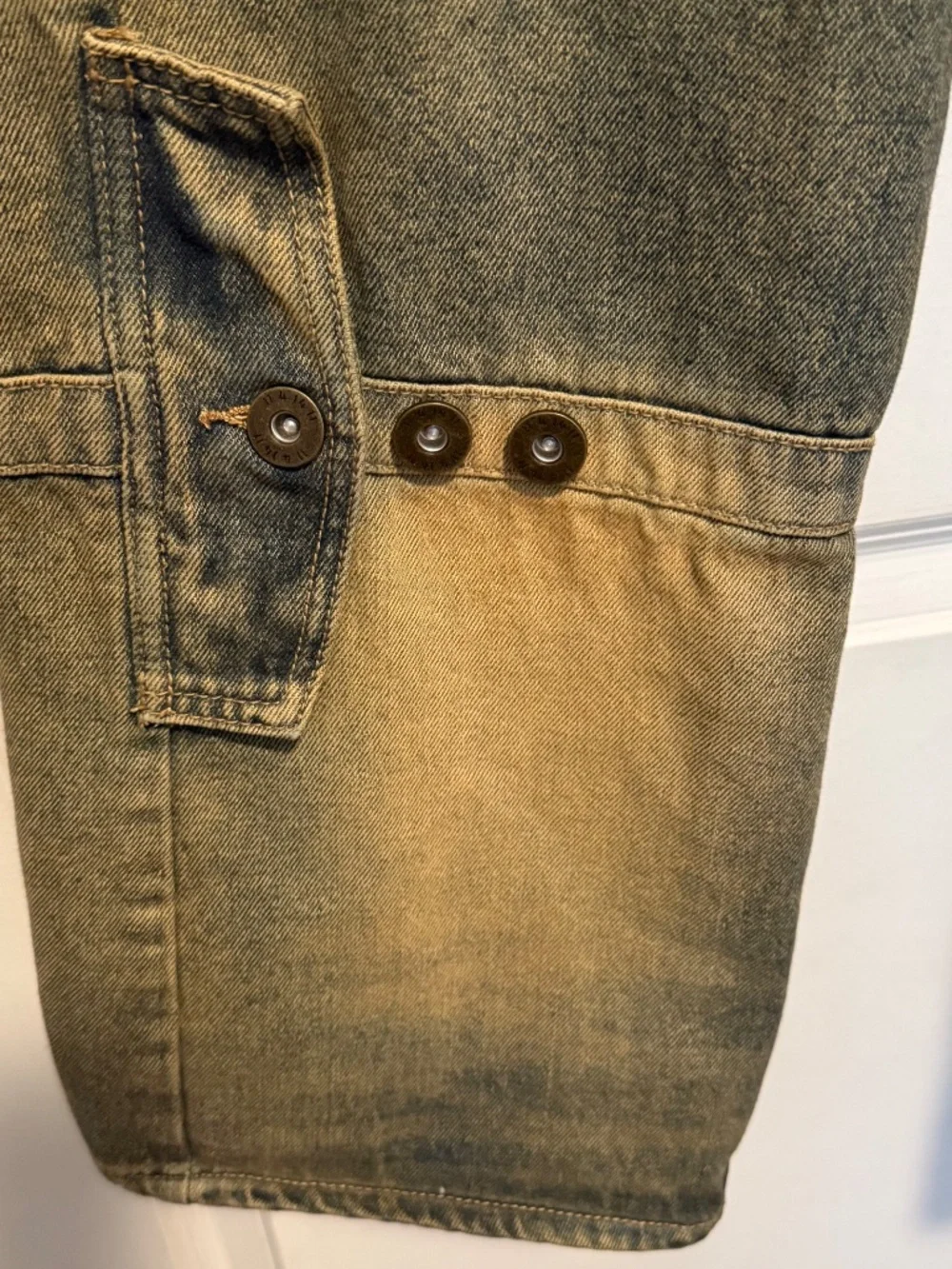 KDNK Men's ADV Baggy Cargo Jean Size 28 Tinted Blue